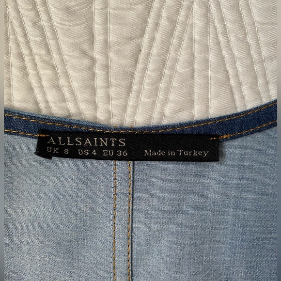 ALL SAINTS Kinney Dress Blue Chambray Denim - Picture 3 of 8